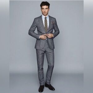 REISS Leon Slim Fit Suit - Blue Houndstooth/Dogtooth Check 2-Piece. Size 38/32